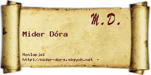 Mider Dóra névjegykártya